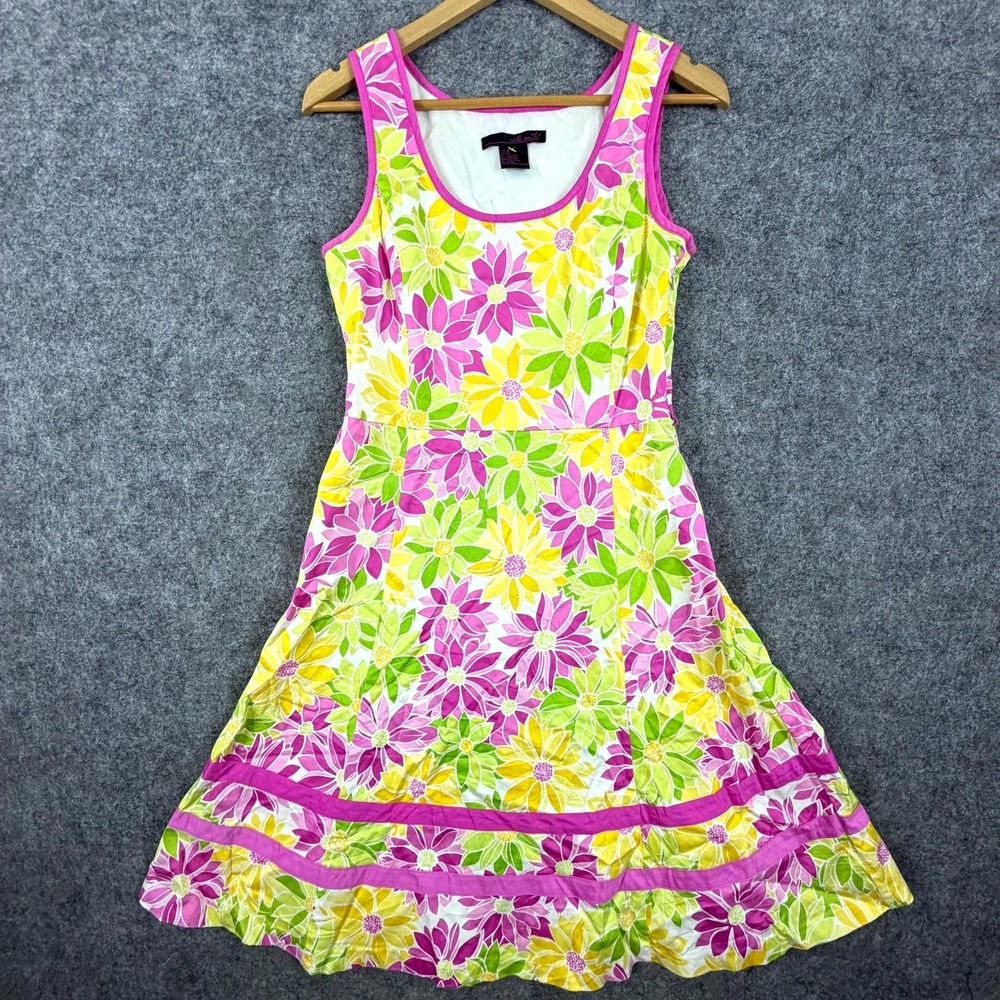 Willi Smith Summer Dress Womens 8 Pink Yellow Retro Dopamine Bright Picnic Date